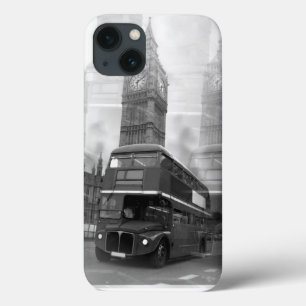BW Black & White London Bus & Big Ben iPhone 13 Case