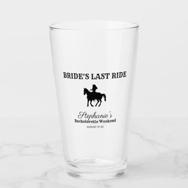 BW  Bride's Last Ride Bachelorette Weekend  Glass (Front)