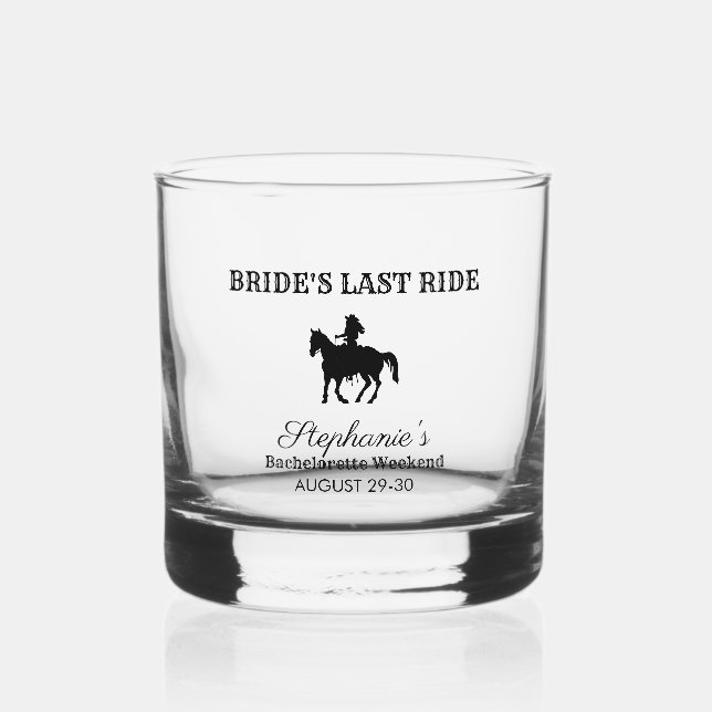BW  Bride's Last Ride Bachelorette Weekend  Whiskey Glass (Front)