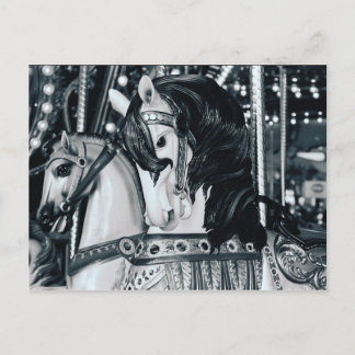 BW carousel photograph postcard