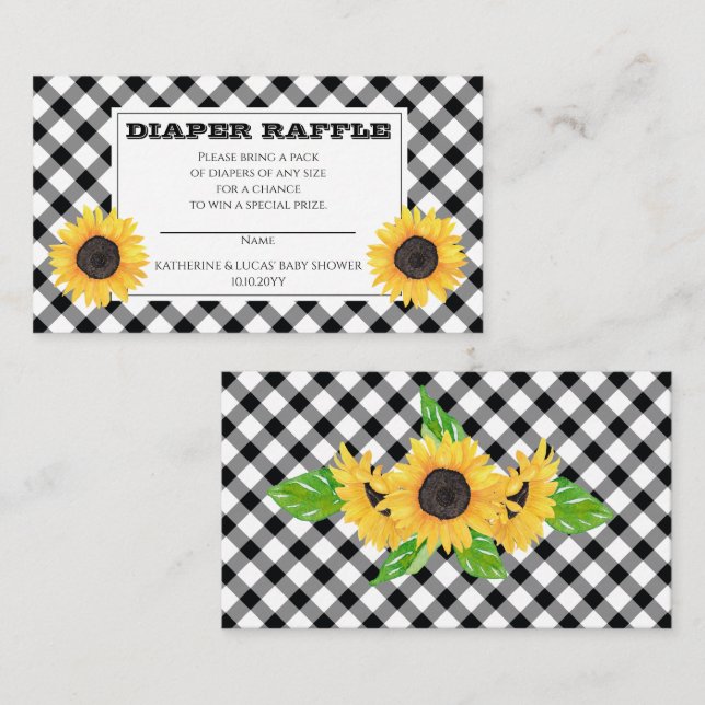 BW Checks Baby Q BBQ Shower Diaper Raffle Enclosure Card (Front/Back)