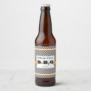 BW Checks Pumpkins Baby Q BBQ Shower Beer Bottle Label