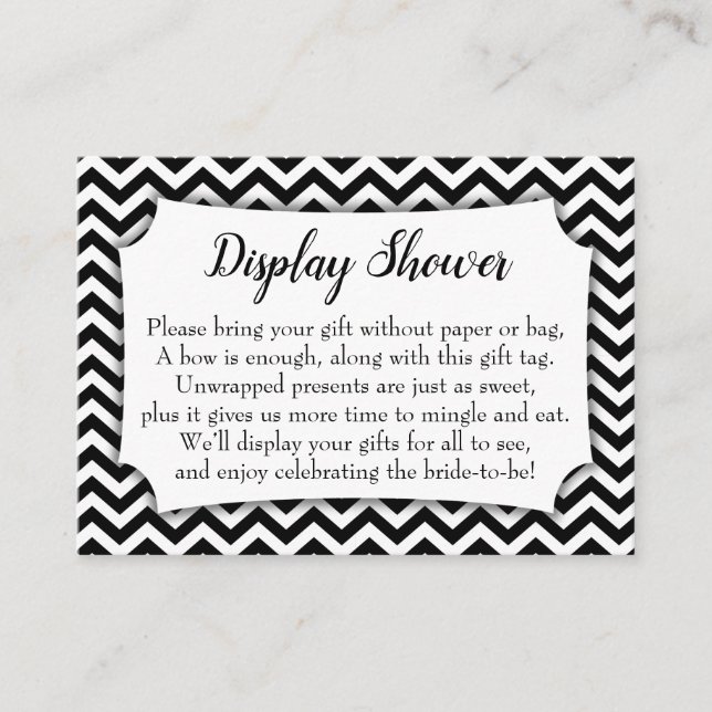 BW Chevron No Wrap Display Bridal Shower Gift Card (Front)