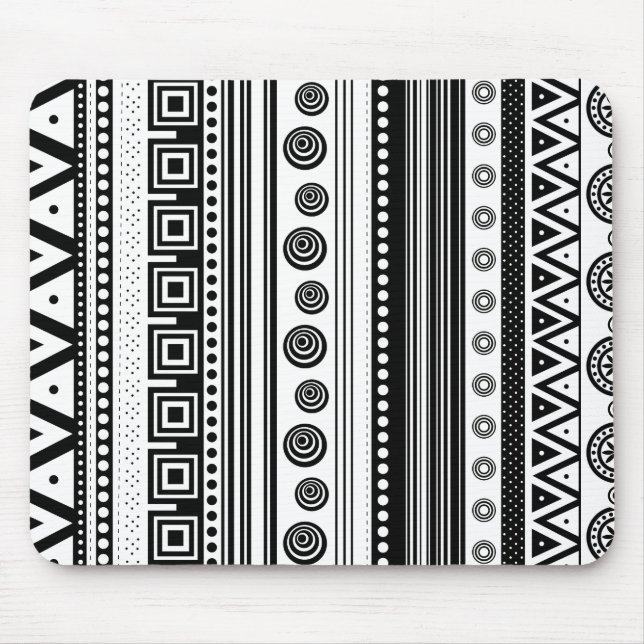 BW decorative aztec texture Mouse Mat (Front)