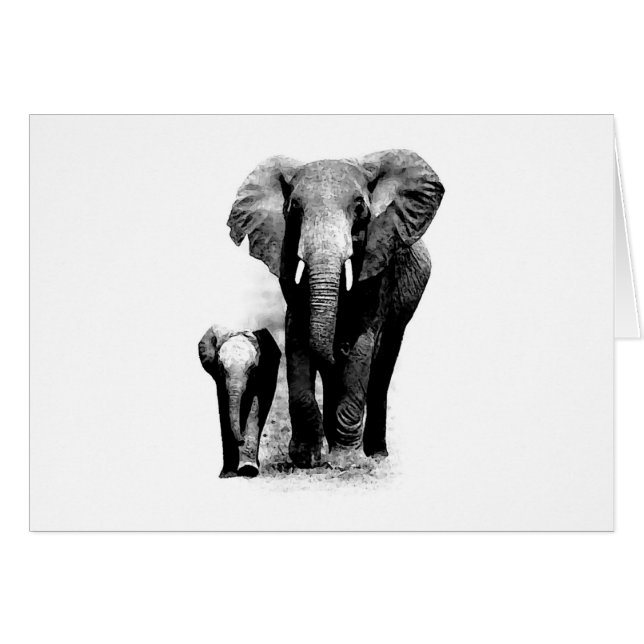 BW Elephant & Baby Elephant (Front Horizontal)