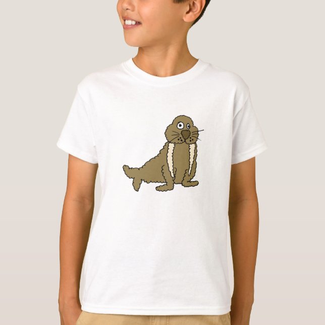 BW- Funny Walrus Cartoon T-shirt (Front)