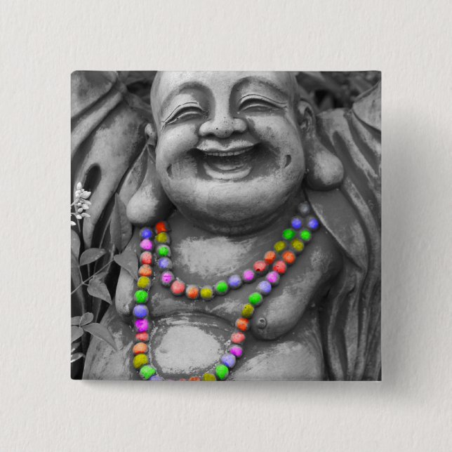 bw gay buddah 15 cm square badge (Front)