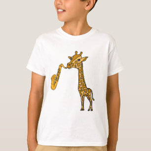 BW- Giraffe Playing Saxophone Shirt