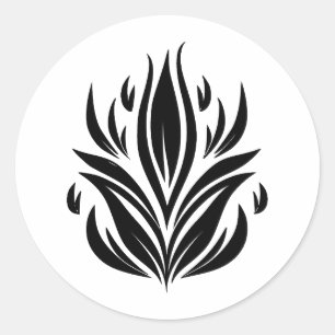 BW Minimalist Flourish Design Classic Round Sticker
