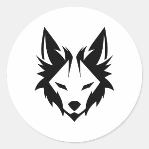 BW Minimalist Fox Design Classic Round Sticker