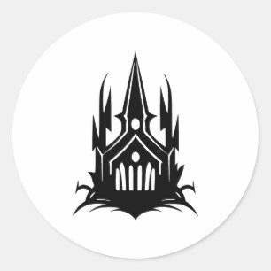 BW Minimalist Gothic Design Classic Round Sticker