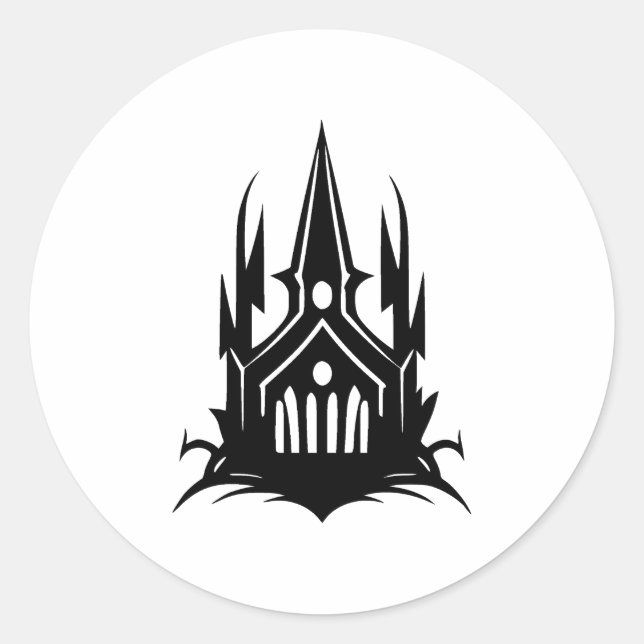 BW Minimalist Gothic Design Classic Round Sticker (Front)