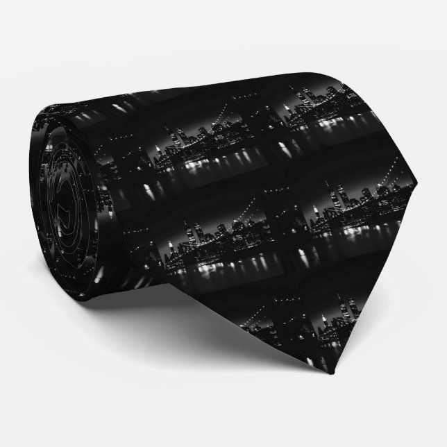 BW New York City at Night Tie (Rolled)