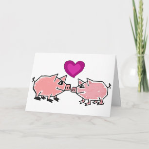 BW- Pink Piggies Thinking of You Card