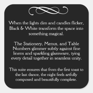 BW Reception Square Sticker