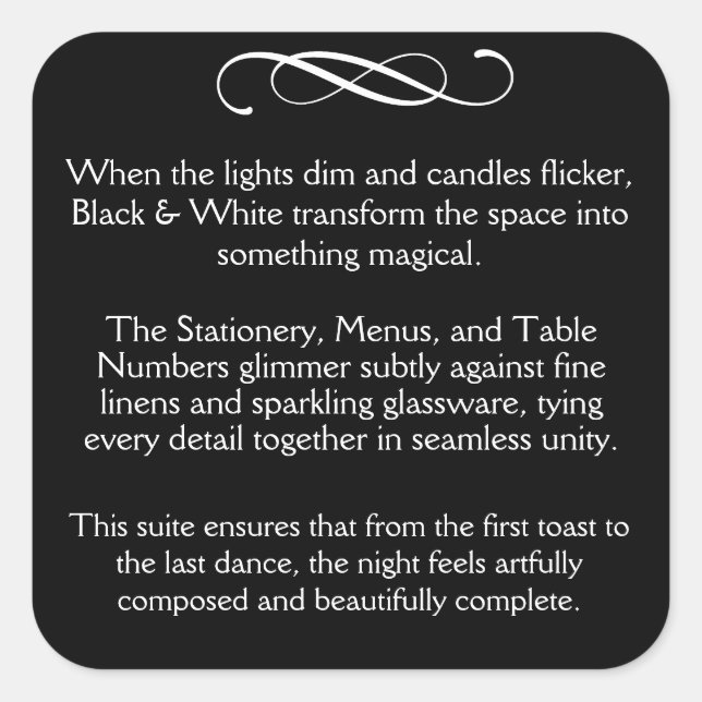 BW Reception Square Sticker (Front)