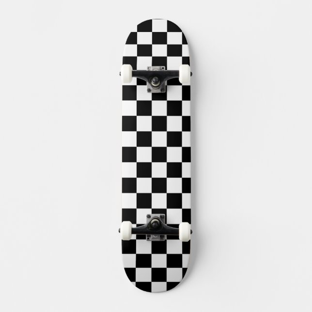 BW Retro Checkered Skateboard (Front)
