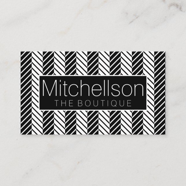 BW Striped Mini Chev Black Label Business Card (Front)