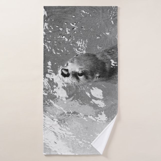 BW Swimming Otter Bath Towel (Bath Towel)