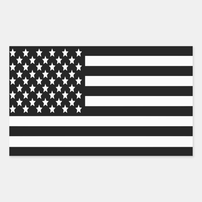 BW US Flag Rectangular Sticker (Front)