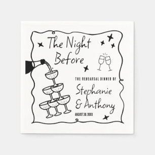 BW Whimsical Frame and Champagne The Night Before  Napkin