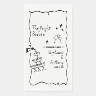 BW Whimsical Frame and Champagne The Night Before Napkin