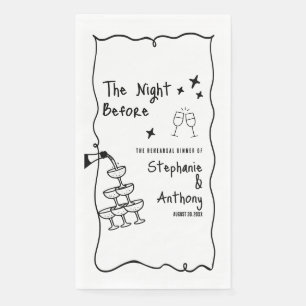 BW Whimsical Frame and Champagne The Night Before  Napkin