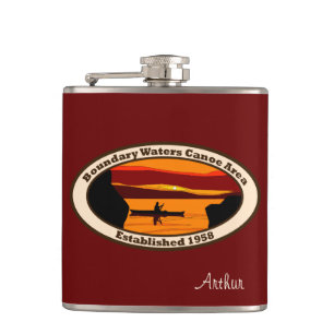 BWCA Emblem with Canoe Hip Flask