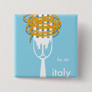 by air Italy vintage style travel poster. 15 Cm Square Badge