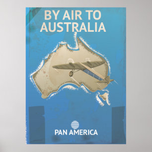By Air To Australia Vintage Travel poster