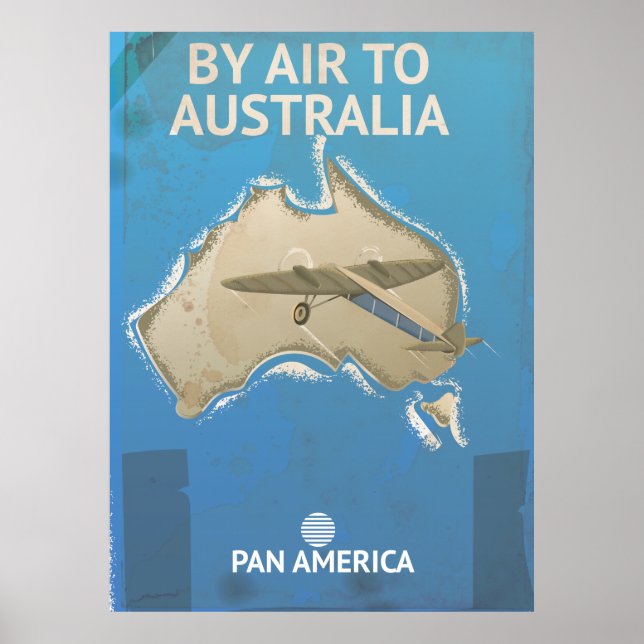 By Air To Australia Vintage Travel poster (Front)