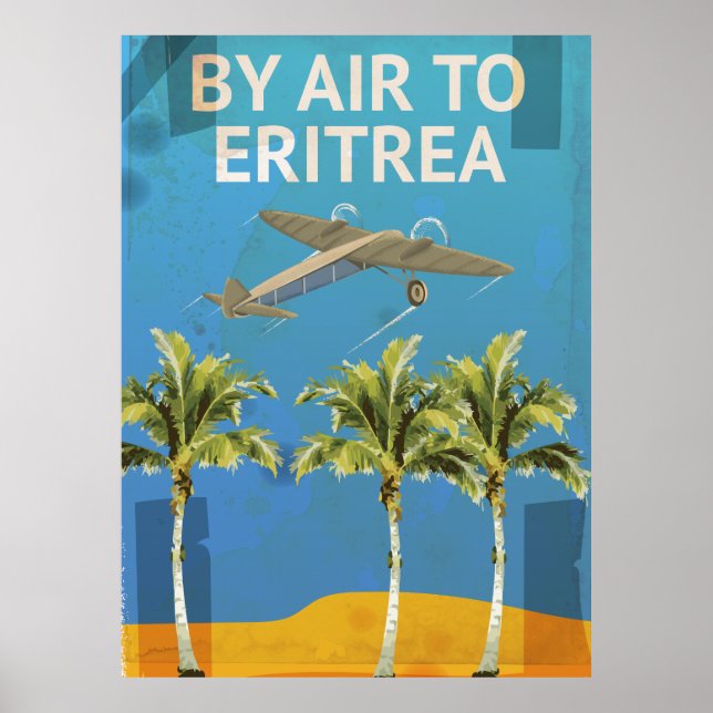 By Air To Eritrea Vintage Travel poster (Front)