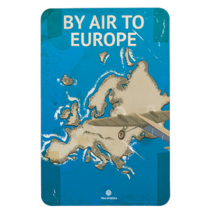 By Air To Europe Vintage Travel poster Magnet