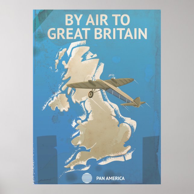 By Air To Great Britain Vintage Travel poster (Front)