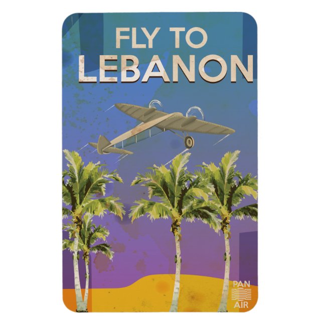 By Air To Lebanon Vintage Travel poster Magnet (Vertical)
