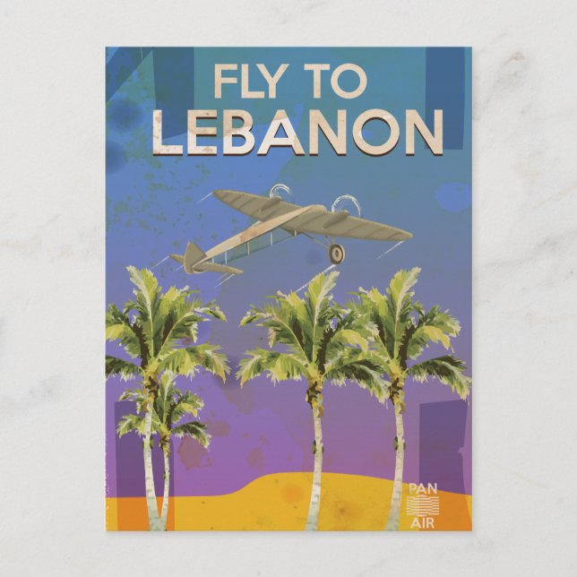 By Air To Lebanon Vintage Travel poster Postcard (Front)