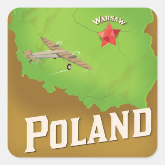 By Air To Poland travel poster Square Sticker