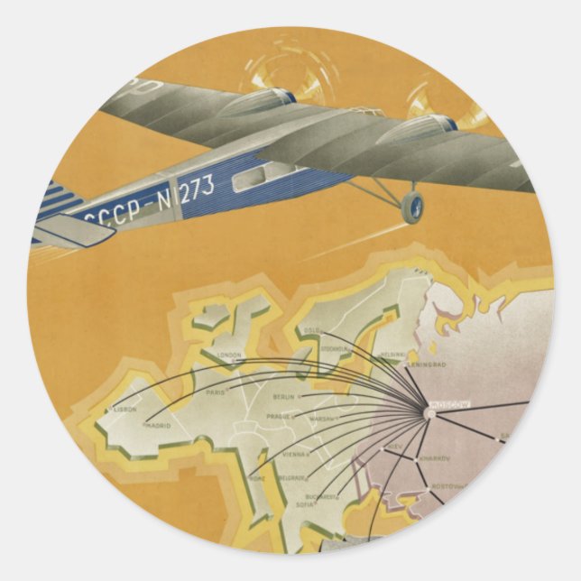 By Air to USSR Classic Round Sticker (Front)