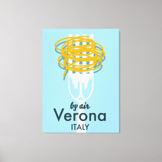 By Air Verona Italy retro travel poster. Canvas Print