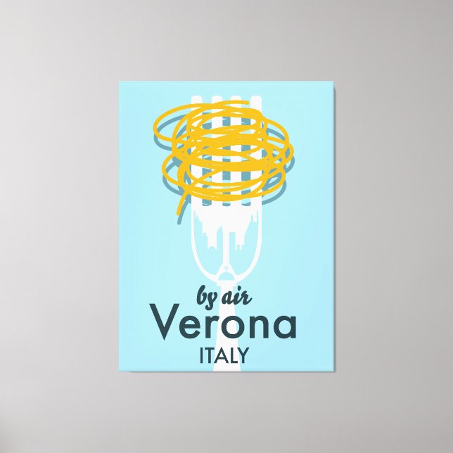 By Air Verona Italy retro travel poster. Canvas Print (Front)