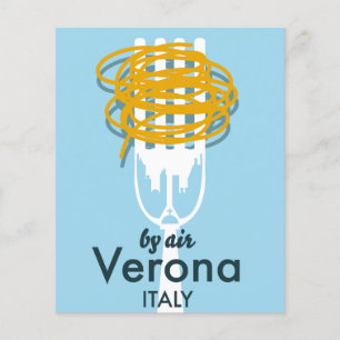 By Air Verona Italy retro travel poster. Flyer