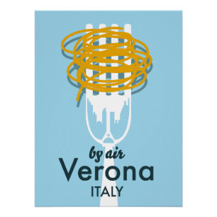 By Air Verona Italy retro travel poster. Metal Pri Poster
