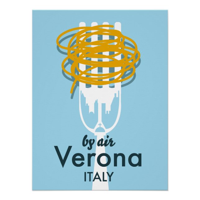 By Air Verona Italy retro travel poster. Metal Pri Poster (Front)