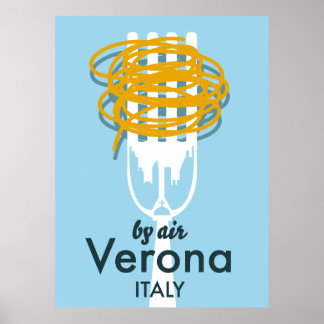 By Air Verona Italy retro travel poster. Poster