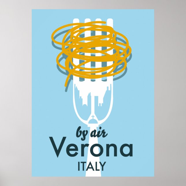 By Air Verona Italy retro travel poster. Poster (Front)