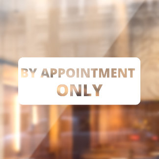 By Appointment Only Storefront Decal