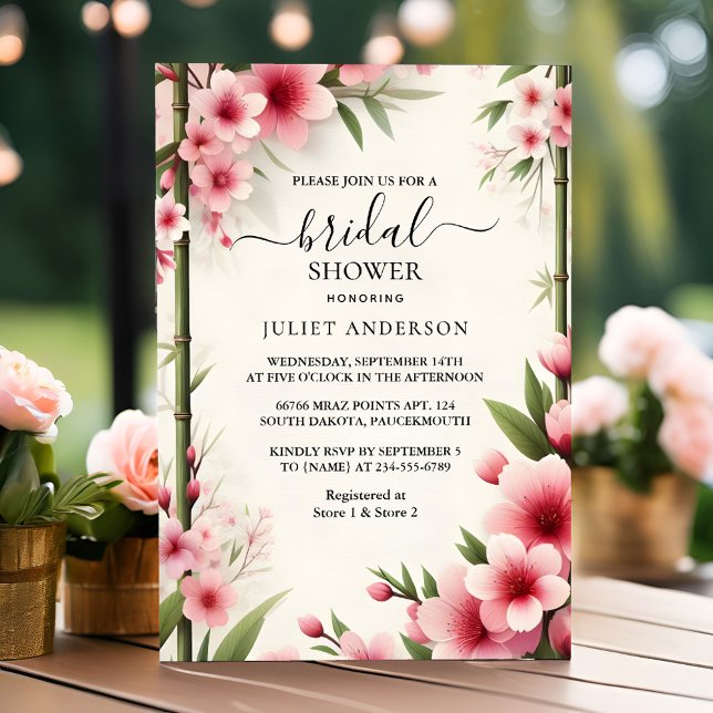 By Bamboo Pink Sakura Cherry Blossom Bridal Shower Invitation (Creator Uploaded)
