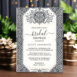 By Celtic Nordic Fun Mediaeval Scroll Bridal Showe Invitation
