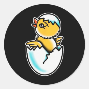 By Chick Cracked Egg Spring Chicken  Classic Round Sticker