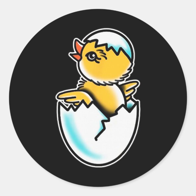 By Chick Cracked Egg Spring Chicken  Classic Round Sticker (Front)